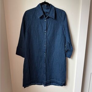 J Brand Indigo Denim Long Button-Down dress